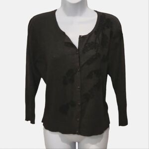 Spense Filigree Jeweled Button Up Cardigan Sweater